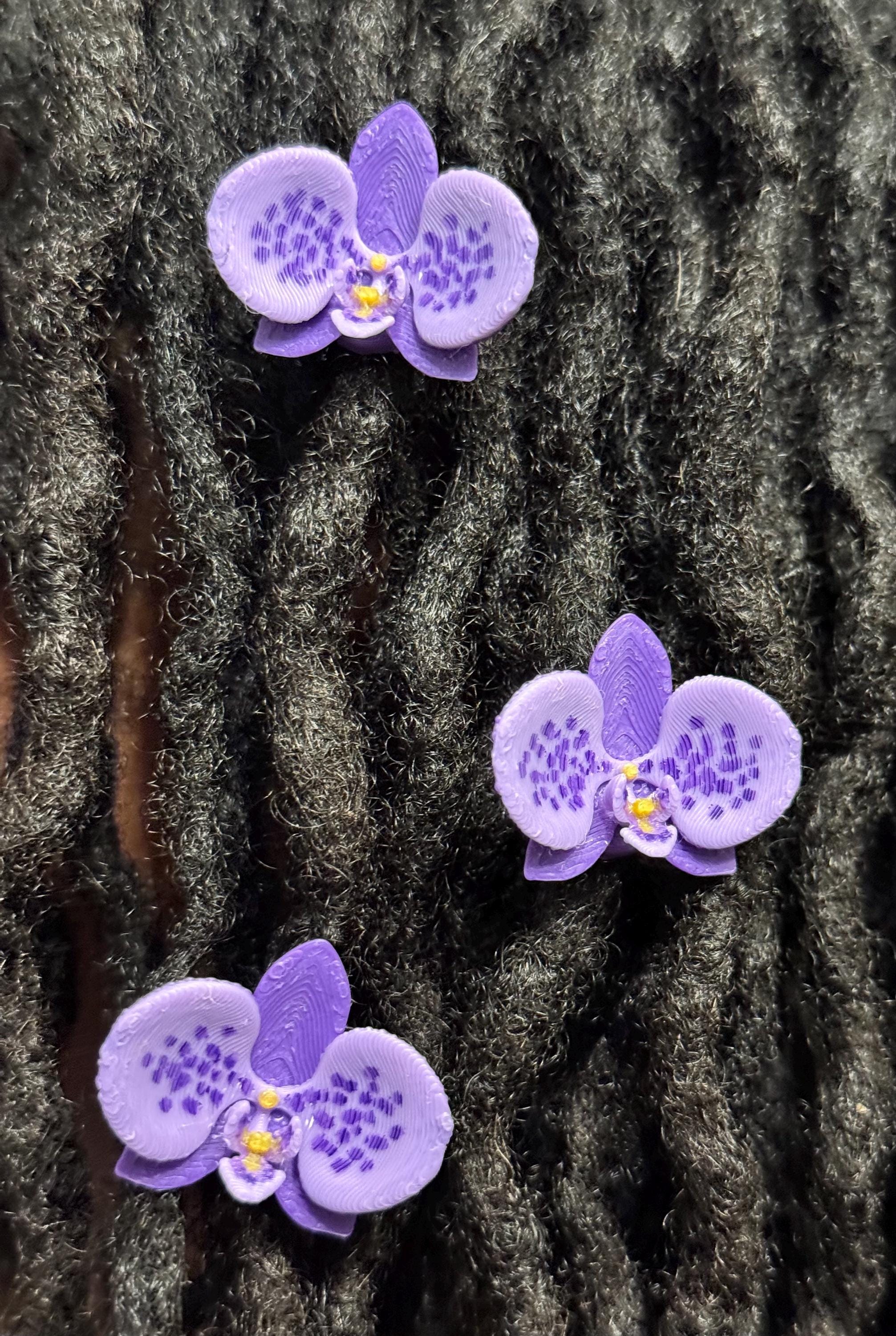 Set of 4 Orchid Beads for Unique Hairstyle Accents - Vibrant Colors